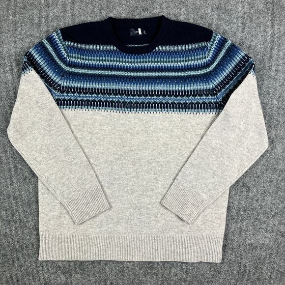 J. Crew Other - J. Crew Sweater Mens L Gray Blue Lambswool Nordic Fair Isle Knit Warm Casual